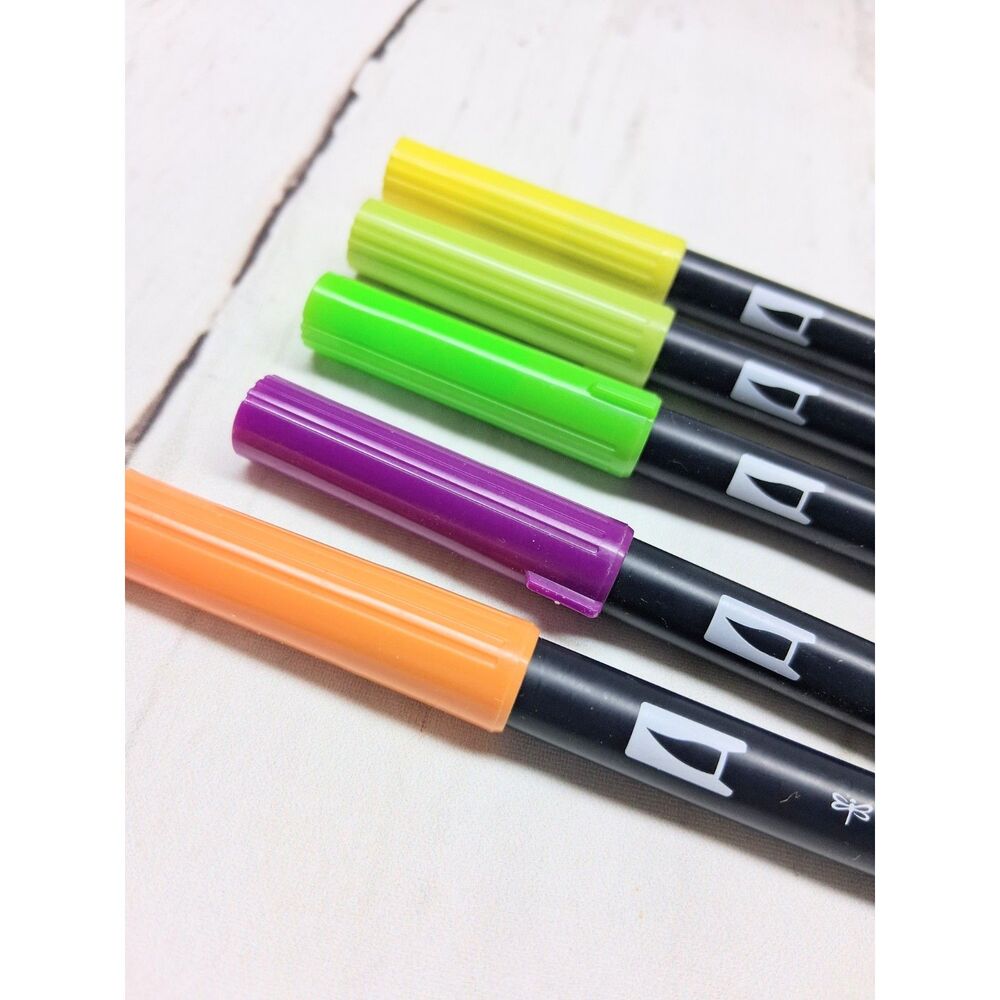 Tombow Dual Brush Pens Set of 5 Assorted Colors Water Based Tested Working